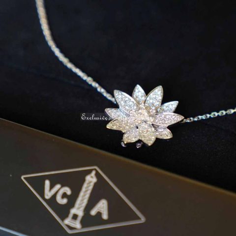 Van Cleef & Arpels VCARP1AB00 Lotus openwork bracelet mini model White gold Diamond 13