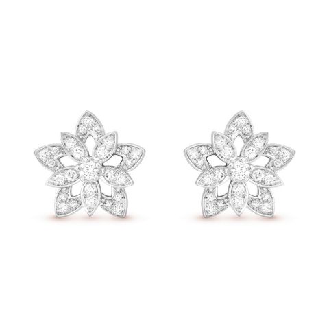 Van Cleef & Arpels VCARP0ZV00 Lotus openwork earrings mini model White gold Diamond 1