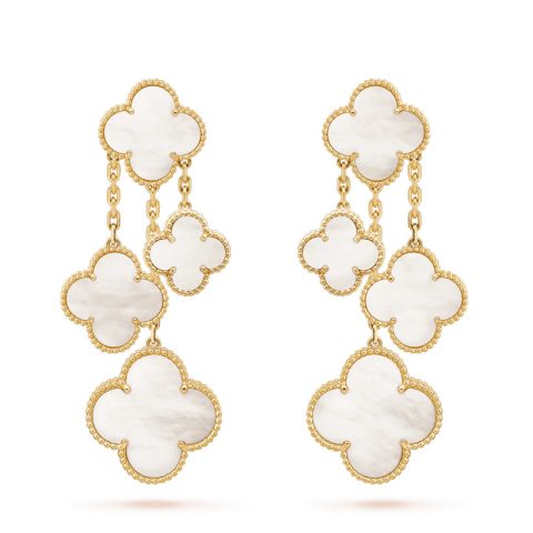 Van Cleef & Arpels VCARD78900 Magic Alhambra Earrings 4 Motifs Yellow Gold Mother-of-pearl Earrings 1