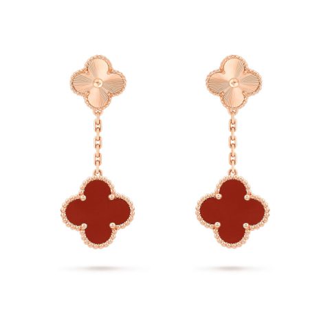 Van Cleef & Arpels VCARP7RQ00 Magic Alhambra earrings 2 motifs Rose gold Carnelian 1