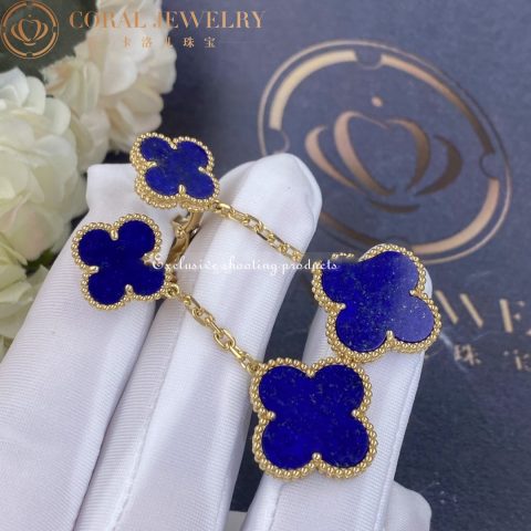 Van Cleef & Arpels VCARD78800-Lapis Lazuli Magic Alhambra earrings 2 motifs Yellow gold Lapis Lazuli 8