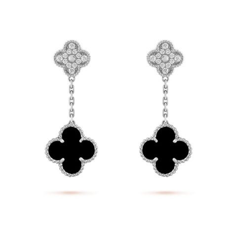 Van Cleef & Arpels VCARP2RA00 Magic Alhambra earrings 2 motifs White gold Diamond Onyx earrings 1