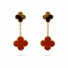 Van Cleef & Arpels VCARN5JR00 Magic Alhambra earrings 2 motifs Yellow gold Carnelian Tiger Eye earrings 1