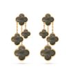 Van Cleef & Arpels Magic Alhambra earrings CARD78900-yg 4 motifs Yellow gold Grey Mother-of-pearl 1