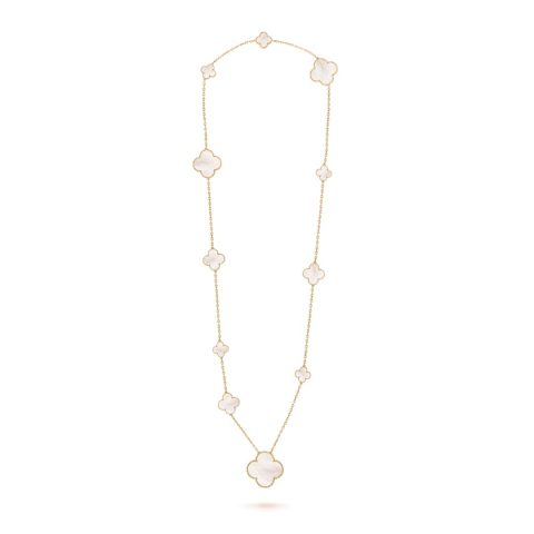 Van Cleef & Arpels VCARD79500 Magic Alhambra long necklace 11 motifs Yellow gold Mother-of-pearl necklace 2