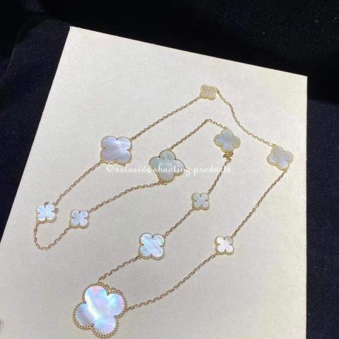 Van Cleef & Arpels VCARD79500 Magic Alhambra long necklace 11 motifs Yellow gold Mother-of-pearl necklace 8