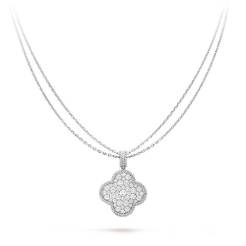 Van Cleef & Arpels VCARO49O00 Magic Alhambra long necklace 1 motif White gold Diamond necklace 2