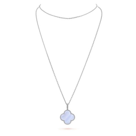 Van Cleef & Arpels VCARP6L900 Magic Alhambra long necklace 1 motif White gold Chalcedony 1