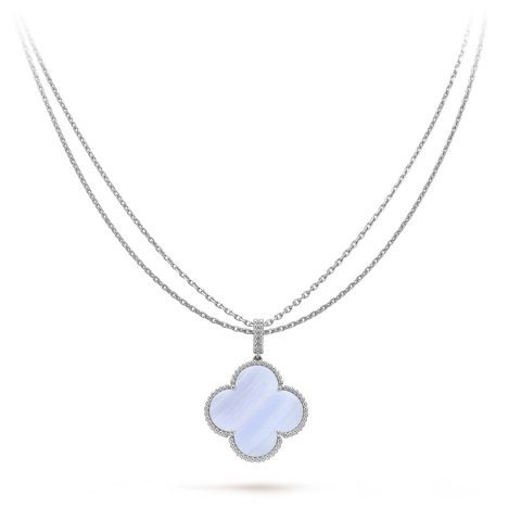 Van Cleef & Arpels VCARP6L900 Magic Alhambra long necklace 1 motif White gold Chalcedony 7