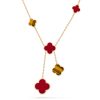 Van Cleef & Arpels VCARN5JP00 Magic Alhambra necklace 6 motifs Yellow gold Carnelian Tiger Eye necklace 1