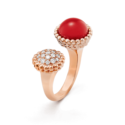 Van Cleef & Arpels VCARO9SV00 ring Perlée couleurs Between the Finger Rose gold Carnelian Diamond ring 1