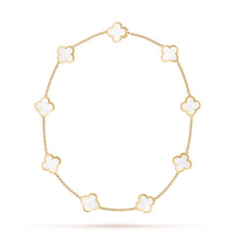 Van Cleef & Arpels VCARA37800 Pure Alhambra necklace 9 motifs Yellow gold Mother-of-pearl 1