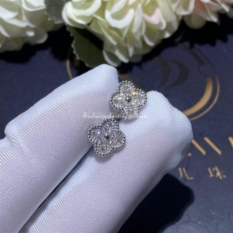 Van Cleef & Arpels VCARO85500 Sweet Alhambra Earstuds White Gold Diamond Earrings 8