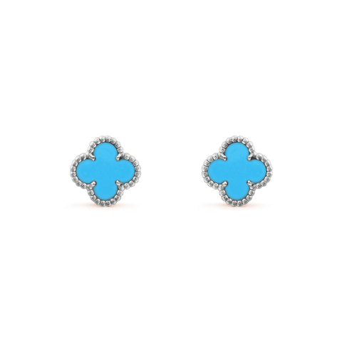 Van Cleef & Arpels Magic VCARB90200 Alhambra earrings 18K White gold Turquoise earrings 1