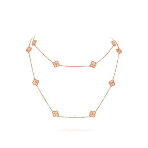 Van Cleef & Arpels VCARO8DG00 Sweet Alhambra Long Necklace 16 Motifs Rose Gold Necklace 1