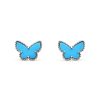 Van Cleef & Arpels VCARN5JN00 Sweet Alhambra butterfly earstuds White gold Turquoise Earrings 1