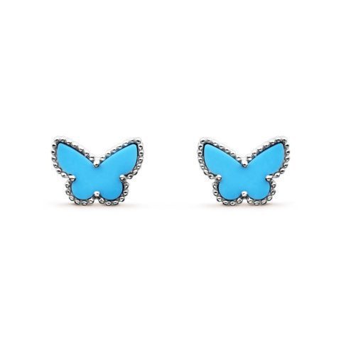 Van Cleef & Arpels VCARN5JN00 Sweet Alhambra butterfly earstuds White gold Turquoise Earrings 1