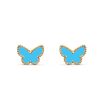Van Cleef & Arpels VCARN5JN00-YG Sweet Alhambra butterfly earstuds Yellow gold Turquoise Earrings 3 Van Cleef & Arpels VCARN5JN00-YG Sweet Alhambra butterfly earstuds Yellow gold Turquoise Earrings 1