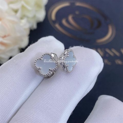 Van Cleef & Arpels VCARG12000 Sweet Alhambra earstuds White gold Mother-of-pearl Earrings 5