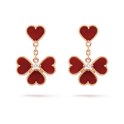 Van Cleef & Arpels VCARN5PP00 Sweet Alhambra effeuillage earrings Rose gold Carnelian Diamond 1
