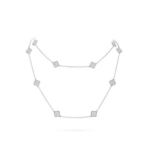 Van Cleef & Arpels VCARO85A00 Sweet Alhambra long necklace 16 motifs White gold Diamond necklace 1