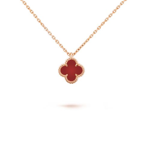 Van Cleef & Arpels VCARD38500 Vintage Alhambra pendant Yellow gold Carnelian Necklace 2