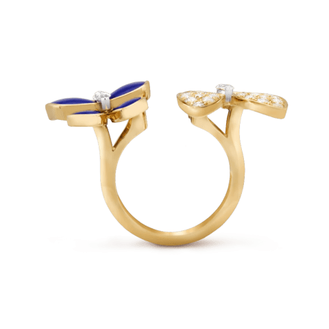 Van Cleef & Arpels VCARP3DN00 Two Butterfly Between the Finger ring Yellow gold Diamond Lapis Lazuli ring 8