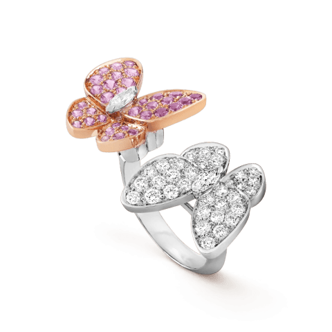 Van Cleef & Arpels VCARO3M500 Two Butterfly Between the Finger ring White gold Diamond Sapphire ring 1