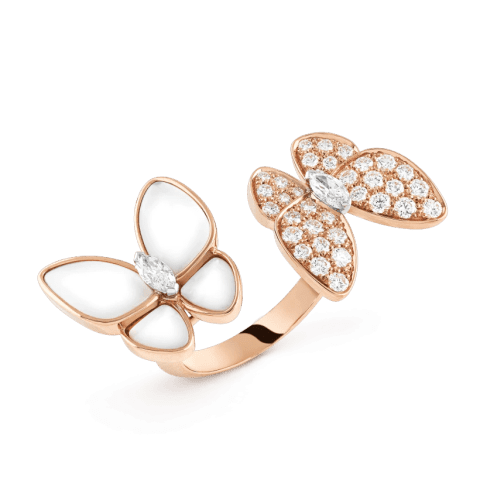 Van Cleef & Arpels VCARO7AL00 Two Butterfly Between the Finger ring Rose gold Diamond Mother-of-pearl ring 1