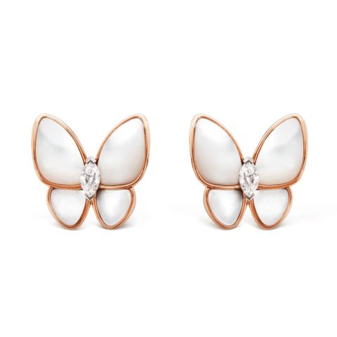 Van Cleef & Arpels VCARO8FN00 Two Butterfly earrings Rose gold Diamond Mother-of-pearl 1