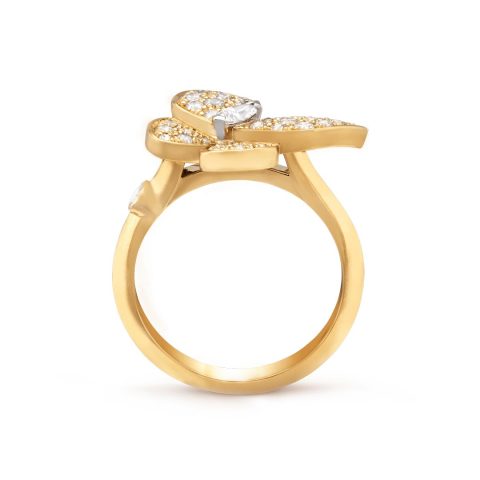 Van Cleef & Arpels VCARP3DQ00 Two Butterfly ring Yellow gold Diamond ring 9