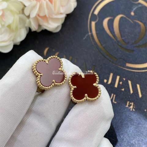 Van Cleef & Arpels VCARD40400 Vintage Alhambra Earrings Yellow Gold Carnelian 7