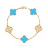 Van Cleef & Arpels Bracelet Vintage Alhambra Limited Edition Diamond Turquoise Gold Bracelet 1