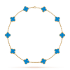 Van Cleef & Arpels VCARF48500 Vintage Alhambra necklace 10 motifs Yellow gold Turquoise Necklace 2 Van Cleef & Arpels VCARF48500 Vintage Alhambra necklace 10 motifs Yellow gold Turquoise Necklace 1