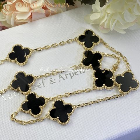Van Cleef & Arpels VCARA42700 Necklace Vintage Alhambra 10 Motifs 18k Yellow Gold Onyx Necklace 9