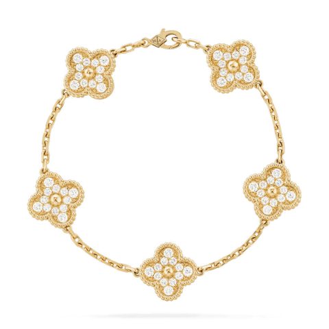 Van Cleef & Arpels Vintage Alhambra bracelet VCARA41400 5 motifs Yellow gold Diamond bracelet 1
