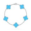 Van Cleef & Arpels VCARD34700 Vintage Alhambra bracelet 5 motifs White gold Turquoise bracelet 1