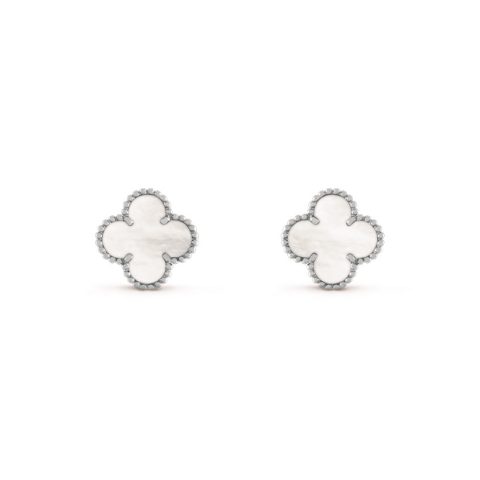 Van Cleef & Arpels VCARF48600 Vintage Alhambra earrings White gold Mother-of-pearl earrings 1
