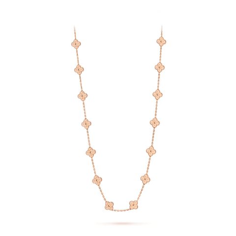 Van Cleef & Arpels VCARN9T000 Vintage Alhambra long necklace 20 motifs Rose gold necklace 6