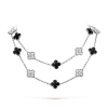 Van Cleef & Arpels VCARP2R800 Vintage Alhambra long necklace 20 motifs White gold Diamond Onyx necklace 1