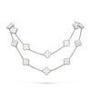 Van Cleef & Arpels VCARF48800 Vintage Alhambra long necklace 20 motifs White gold Mother-of-pearl necklace 1