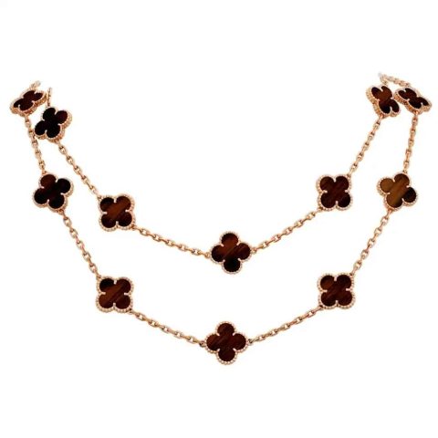 Van Cleef & Arpels Vintage necklace Alhambra long necklace 20 motifs Rose gold Letterwood necklace 1