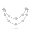 Van Cleef & Arpels VCARD80900 Vintage Alhambra long necklace 20 motifs White gold Chalcedony necklace 2 Van Cleef & Arpels VCARD80900 Vintage Alhambra long necklace 20 motifs White gold Chalcedony necklace 1