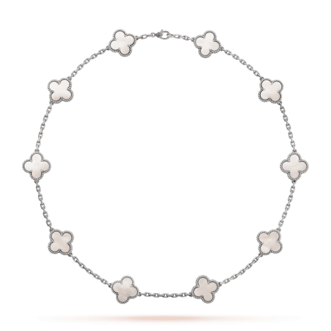 Van Cleef & Arpels Vintage Alhambra VCARF48500 necklace 10 motifs White gold Mother-of-pearl necklace 1