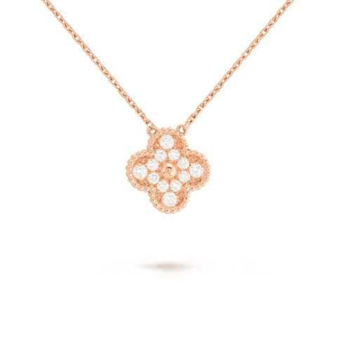 Van Cleef & Arpels VCARP2R300 Vintage Alhambra pendant Rose gold Diamond Necklaces 1
