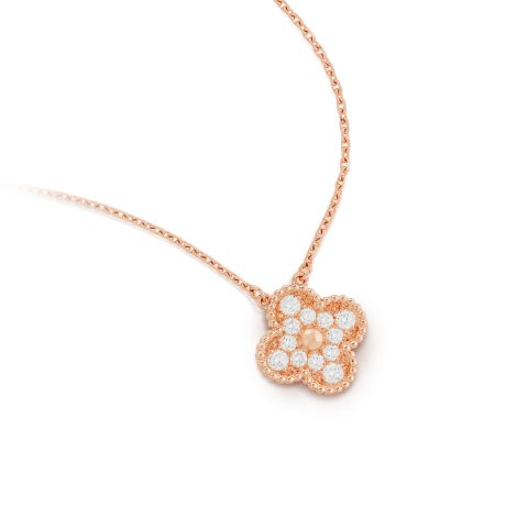 Van Cleef & Arpels VCARP2R300 Vintage Alhambra pendant Rose gold Diamond Necklaces 6