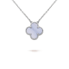 Van Cleef & Arpels VCARD34900 Vintage Alhambra pendant White gold Chalcedony Necklace 3 Van Cleef & Arpels VCARD34900 Vintage Alhambra pendant White gold Chalcedony Necklace 1