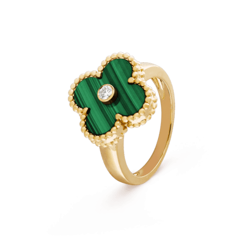 Van Cleef & Arpels VCARO3QM00 Vintage Alhambra ring Yellow gold Diamond Malachite ring 1