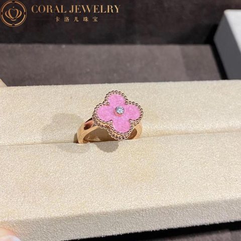 Van Cleef & Arpels VCARF48900-Rosenite Vintage Alhambra ring Yellow gold Diamond Rosenite ring 7