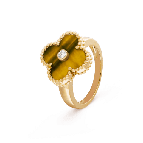 Van Cleef & Arpels VCARD40900 Vintage Alhambra ring Yellow gold Diamond Tiger Eye ring 1
